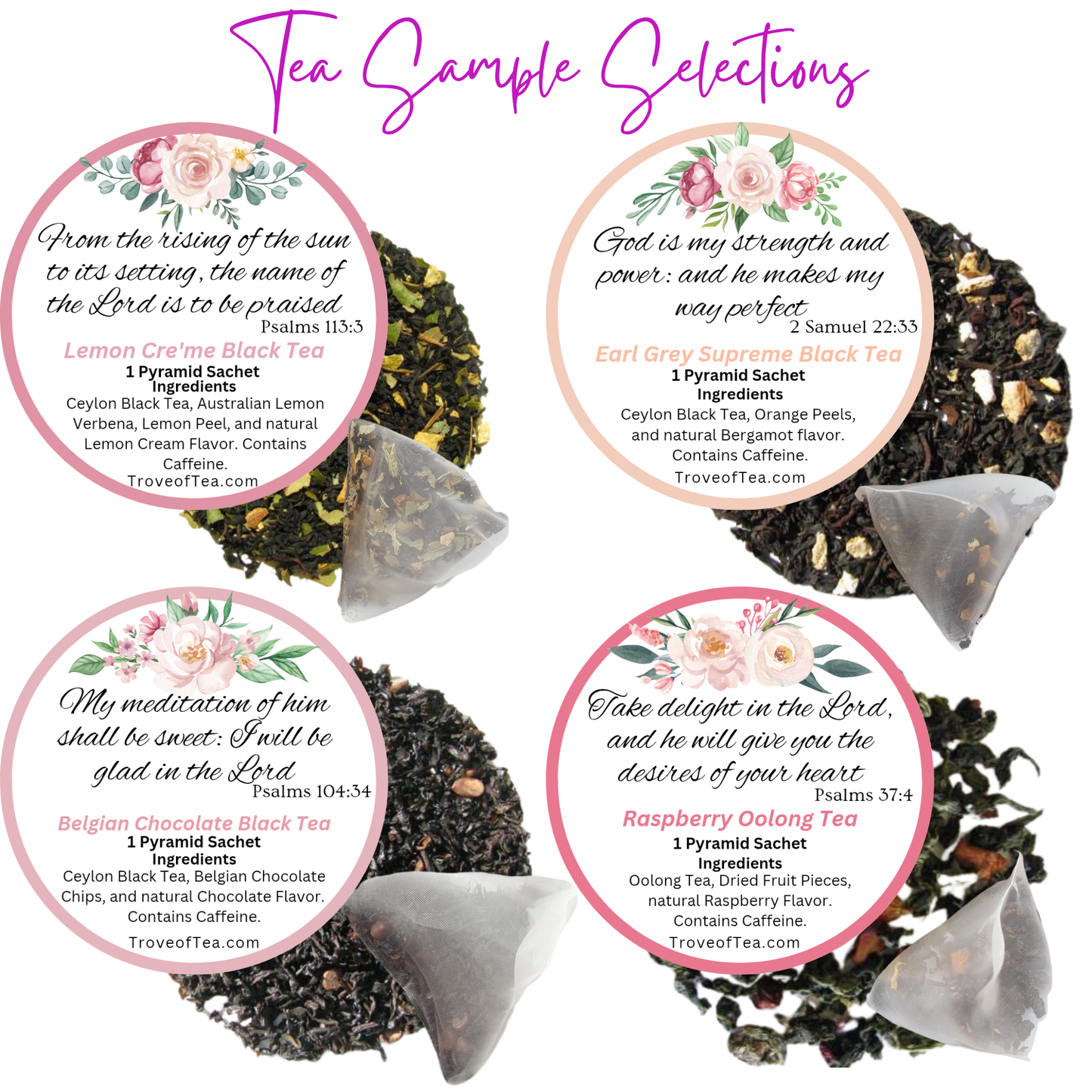 Golden Bloom Floral Bible Verse Tea Bag Coaster