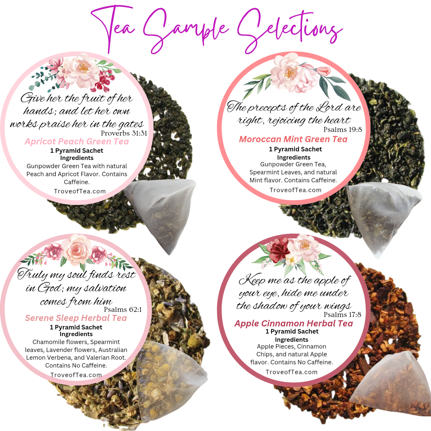 Golden Bloom Floral Bible Verse Tea Bag Coaster