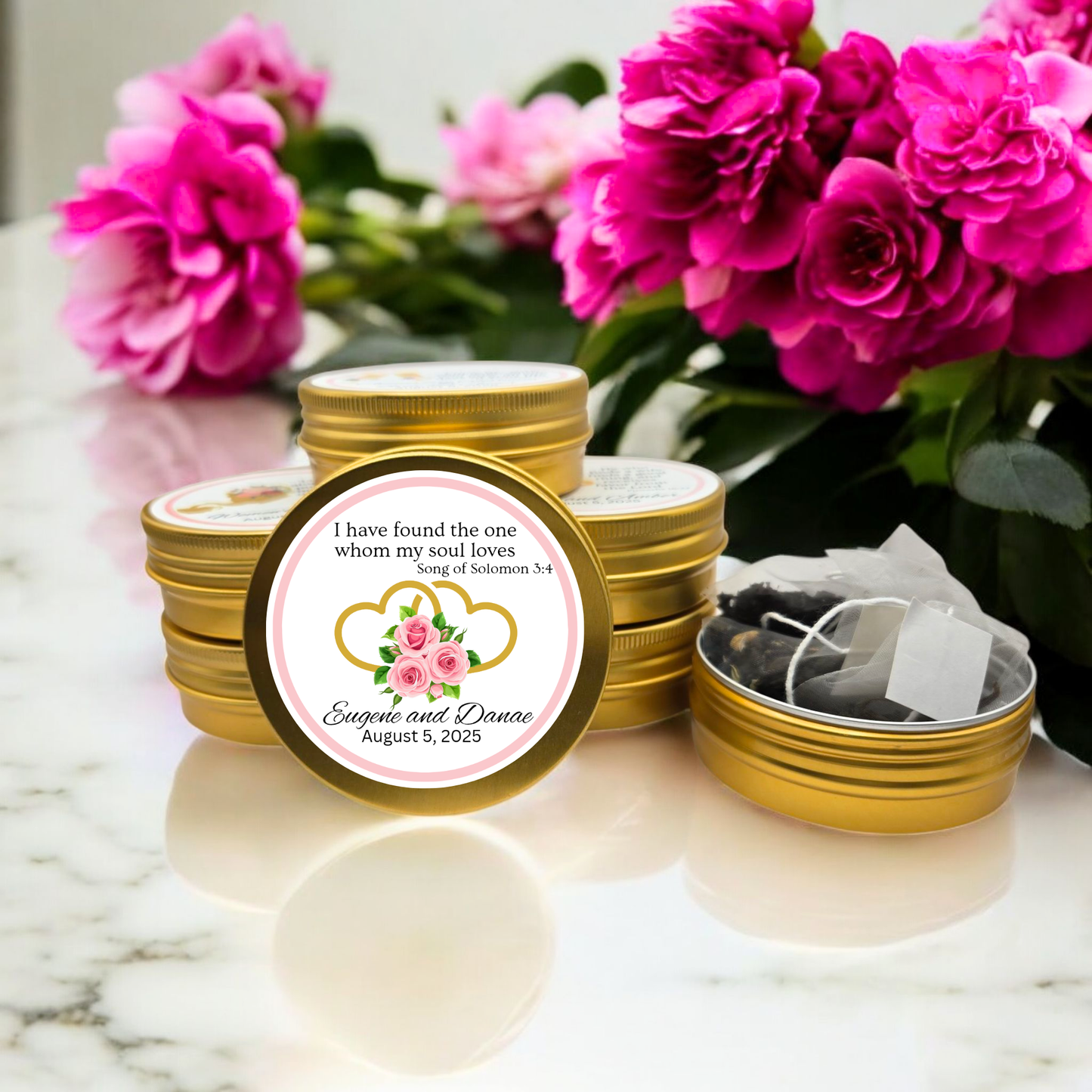 Heart Wedding Bible Verse Tin Tea Party Favor (Set of 10)