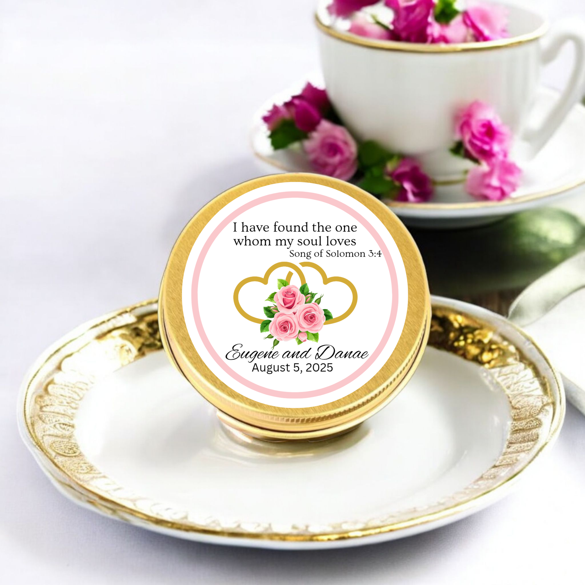 Custom Religious Keepsake Tea Favor Metal Container Scripture Based Gift Box Design Elegant Faith Filled Gift Tin Personalized Tea Tin Bible