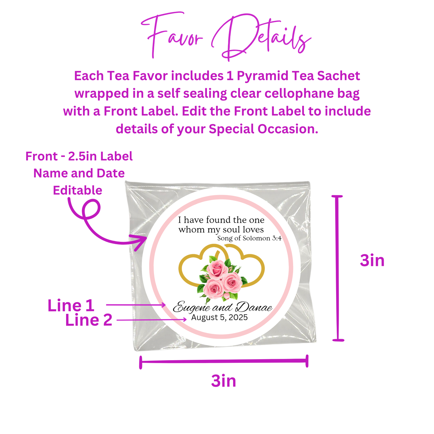 Heart Wedding Tea Bag Party Favor (Set of 20)