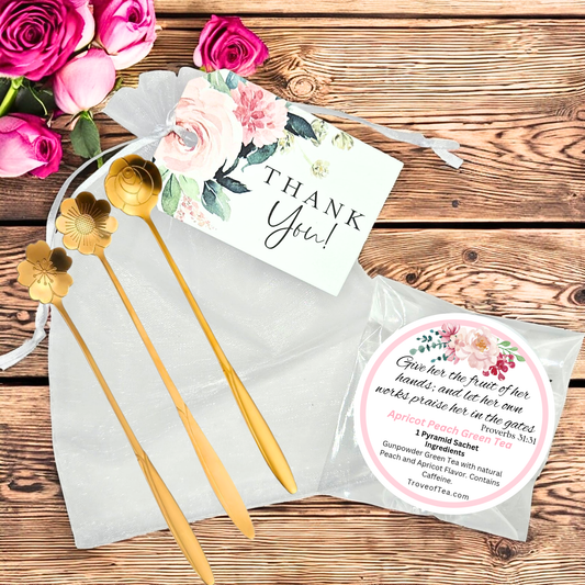 Long Dainty Flower Teaspoon Set - 3 Floral Teaspoons - 7 in