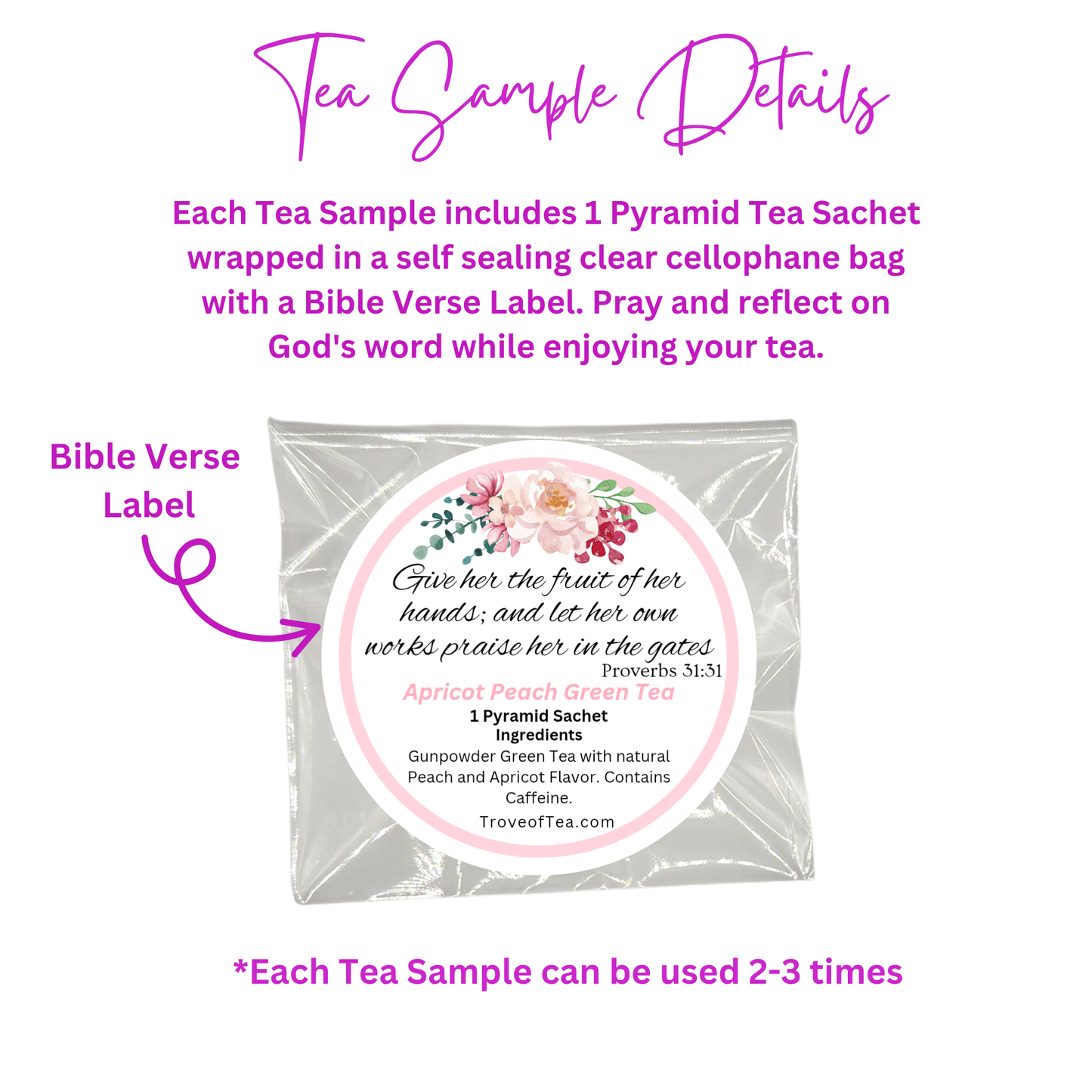 Golden Bloom Floral Bible Verse Tea Bag Coaster