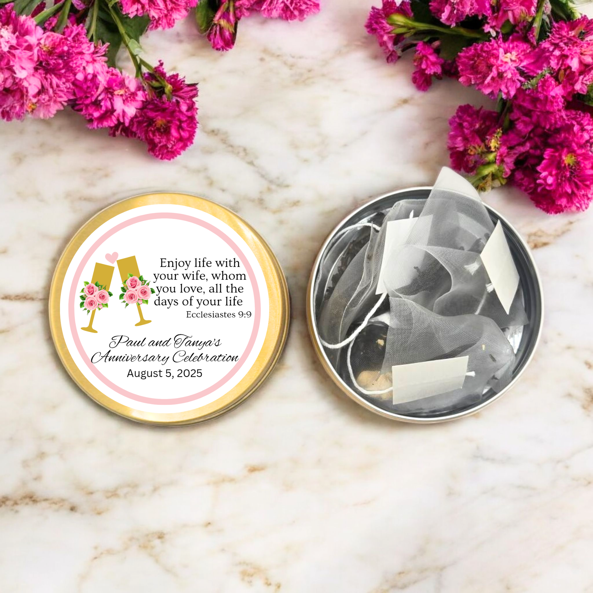 Gold Rim Container Beautiful Name Date Options Special Celebration Present Choice Tea Varieties Elegant