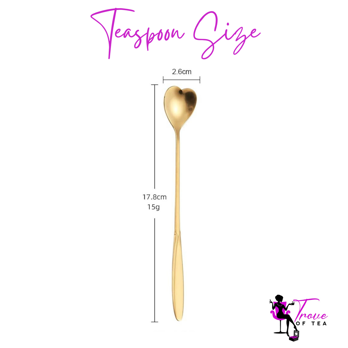 Elegant Long Heart  Teaspoon Size