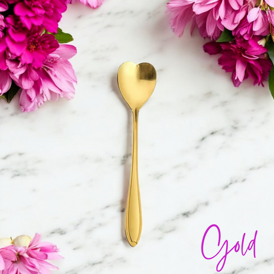 Elegant Gold Heart Teaspoons - Love