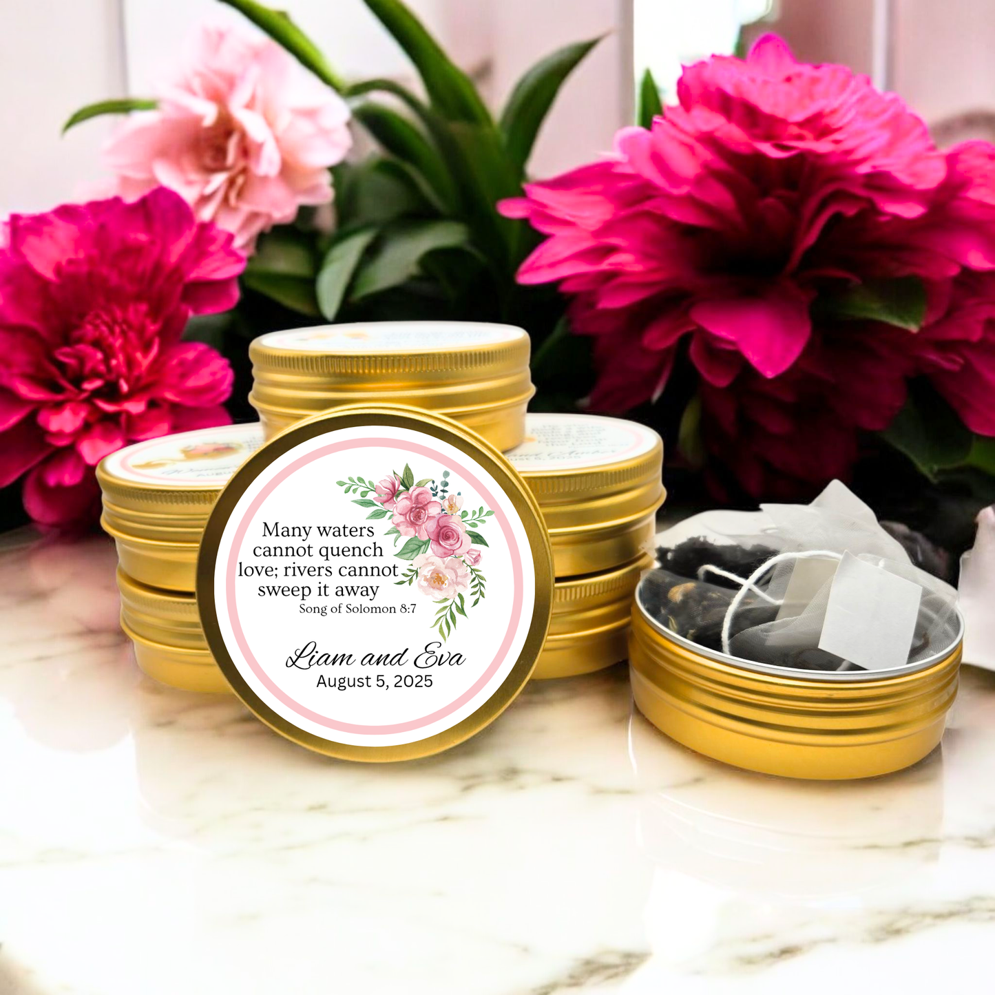 Right Floral Wedding Engagement Bible Tea Tin Party Favor(Set of 10)