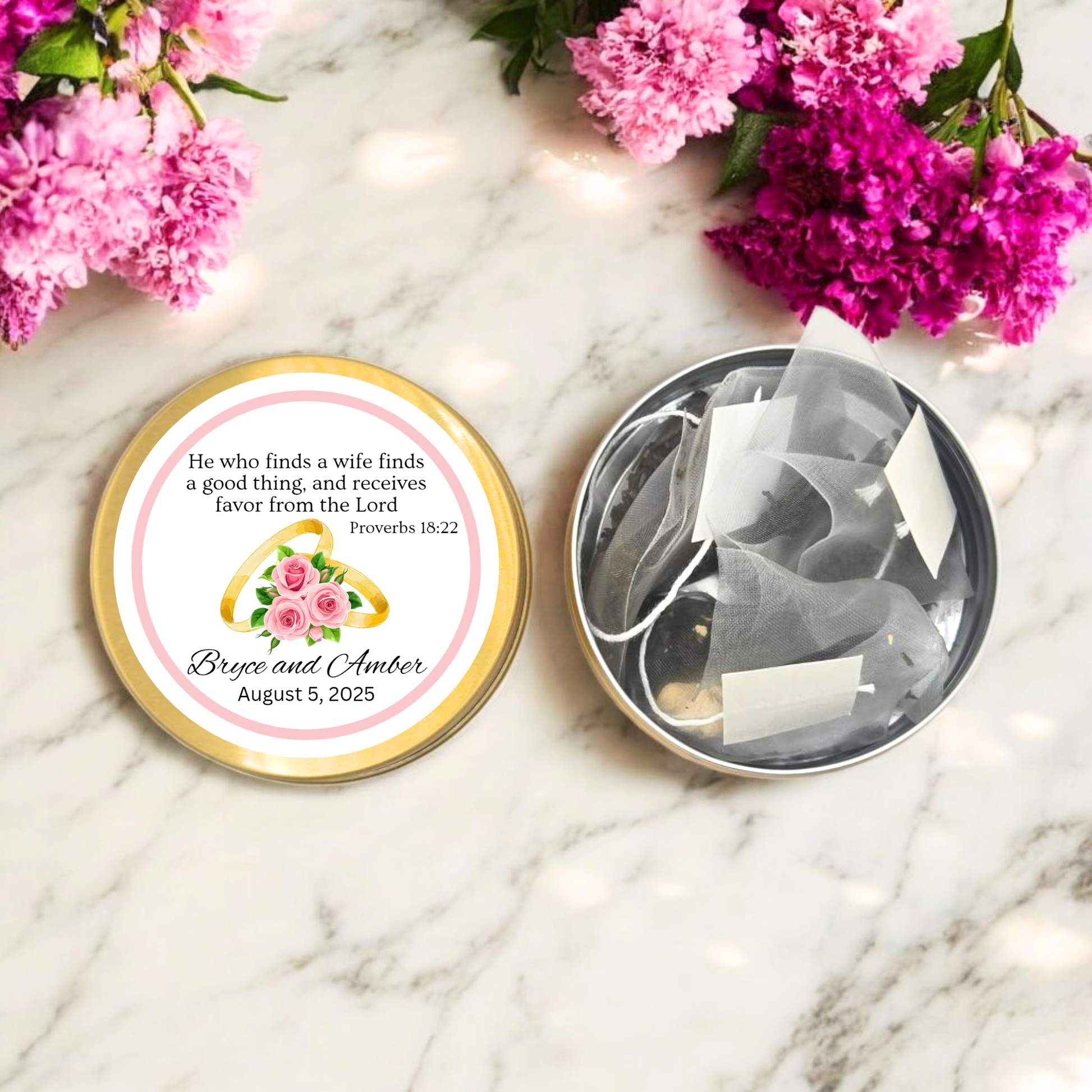 personalized faith gift, gift bible verse, verse tea tin, tin wedding favor