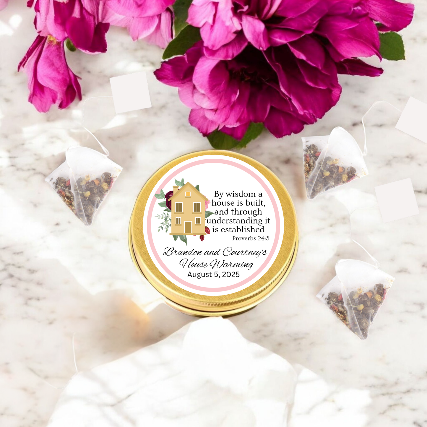 Housewarming Scripture Tin Tea Party Favor (Set of 10)