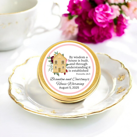 House Blessing Tea Container Custom Metal Design Religious Gift Collection Party Favor Box Personalized Message Details