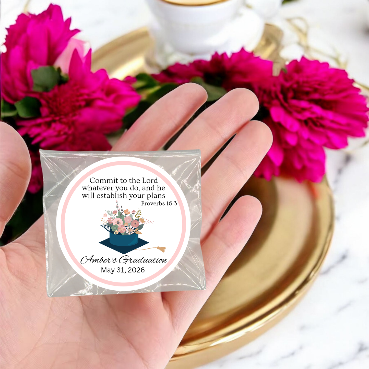 Floral Graduation Tea Bag Party Favor (Set of 20)