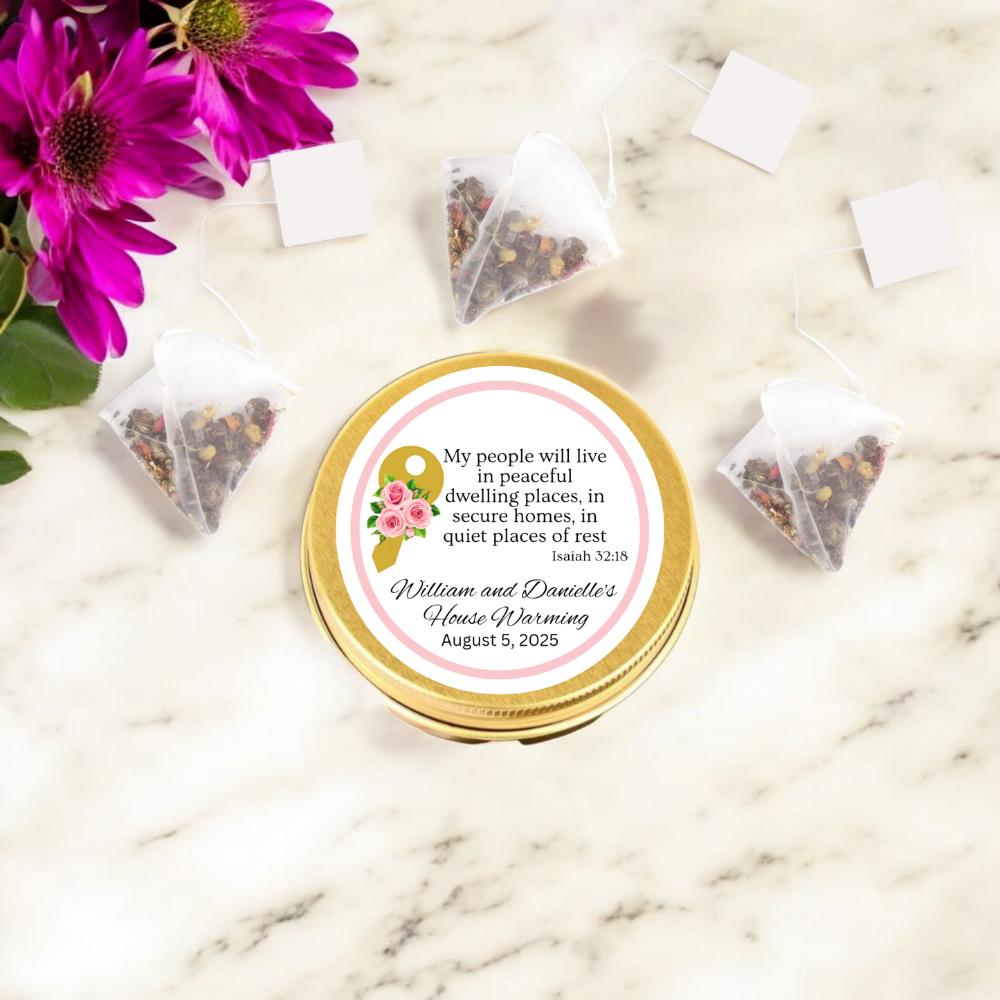 Key Housewarming Bible Verse Tea Tin Party Favor (Set of 10)