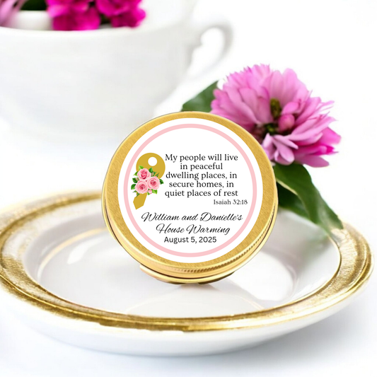 Metal Scripture Holder Religious Gift Box Custom Faith Design House Blessing Tea Favor Tin Container Bible Verse Home Warming Gift