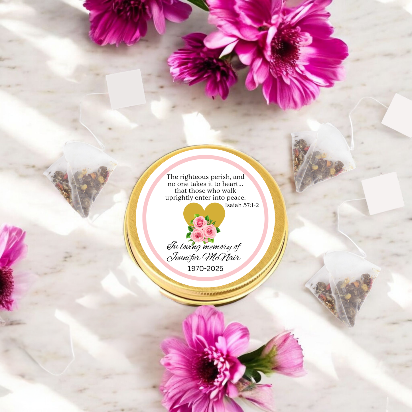 Funeral Favor Bible Verse Tea Tin Favors (Set of 10)