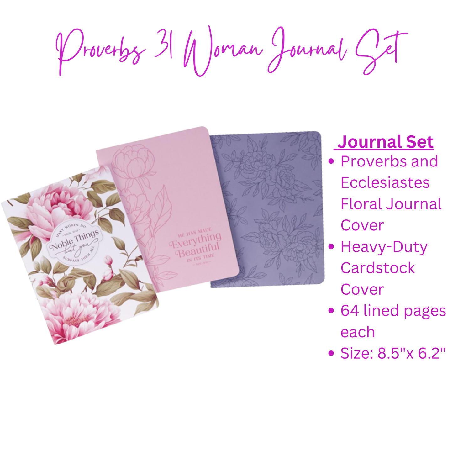 Proverbs 31 Woman Bible Verse Journal Set - 3 Journals - Proverbs 31:29