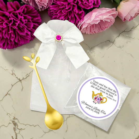 Leaf Teaspoon Favors with Biblical Tea (Set of 8)