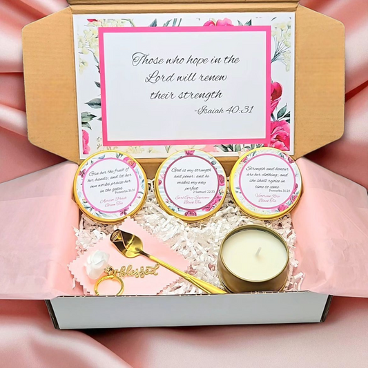 Renewed Strength Bible Verse Tea Tin Gift Set