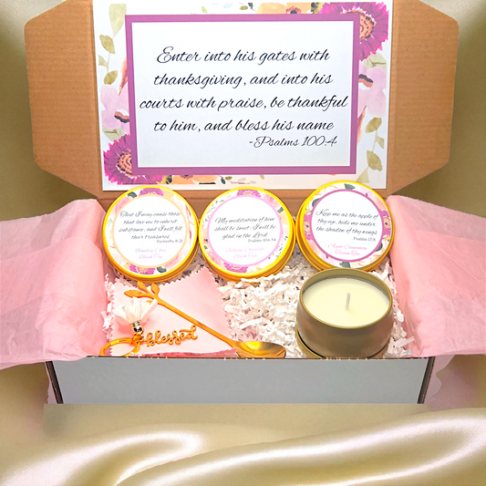 Psalm of Thanksgiving Bible Verse Tea Tin Gift Set