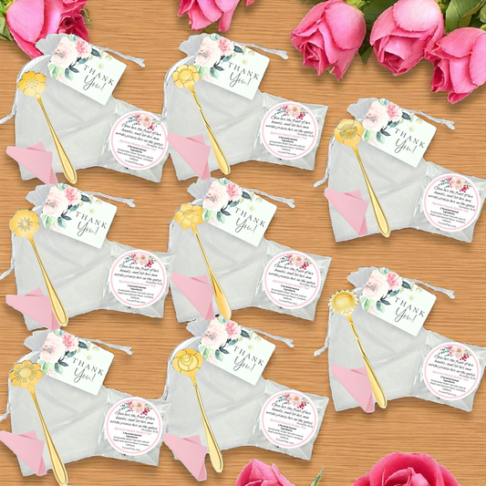Dainty Flower Teaspoon Favors - 8 Floral Teaspoons - 5 in