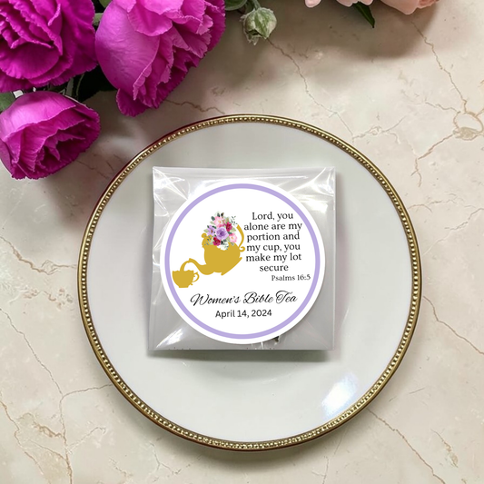 Teapot and Teacup Women's Tea Bags with Bible Verses (Set of 20)
