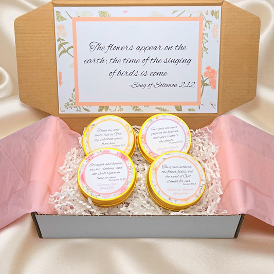 Song Bird Floral Spring Bible Verse Tea Sampler with Tin Tea