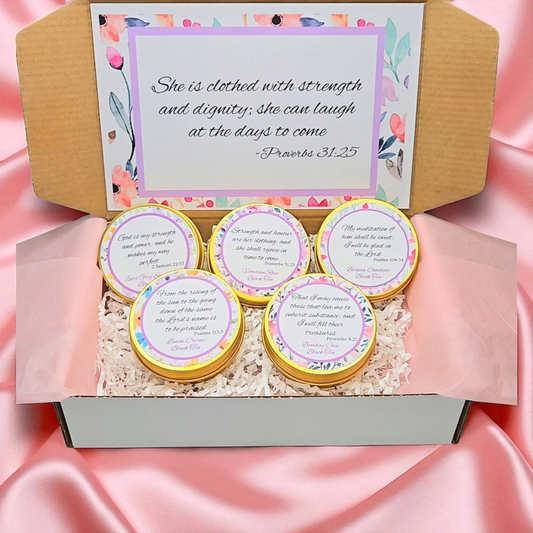 Strength and Honor Black Tea Sampler with Scripture Verse Tea Tins