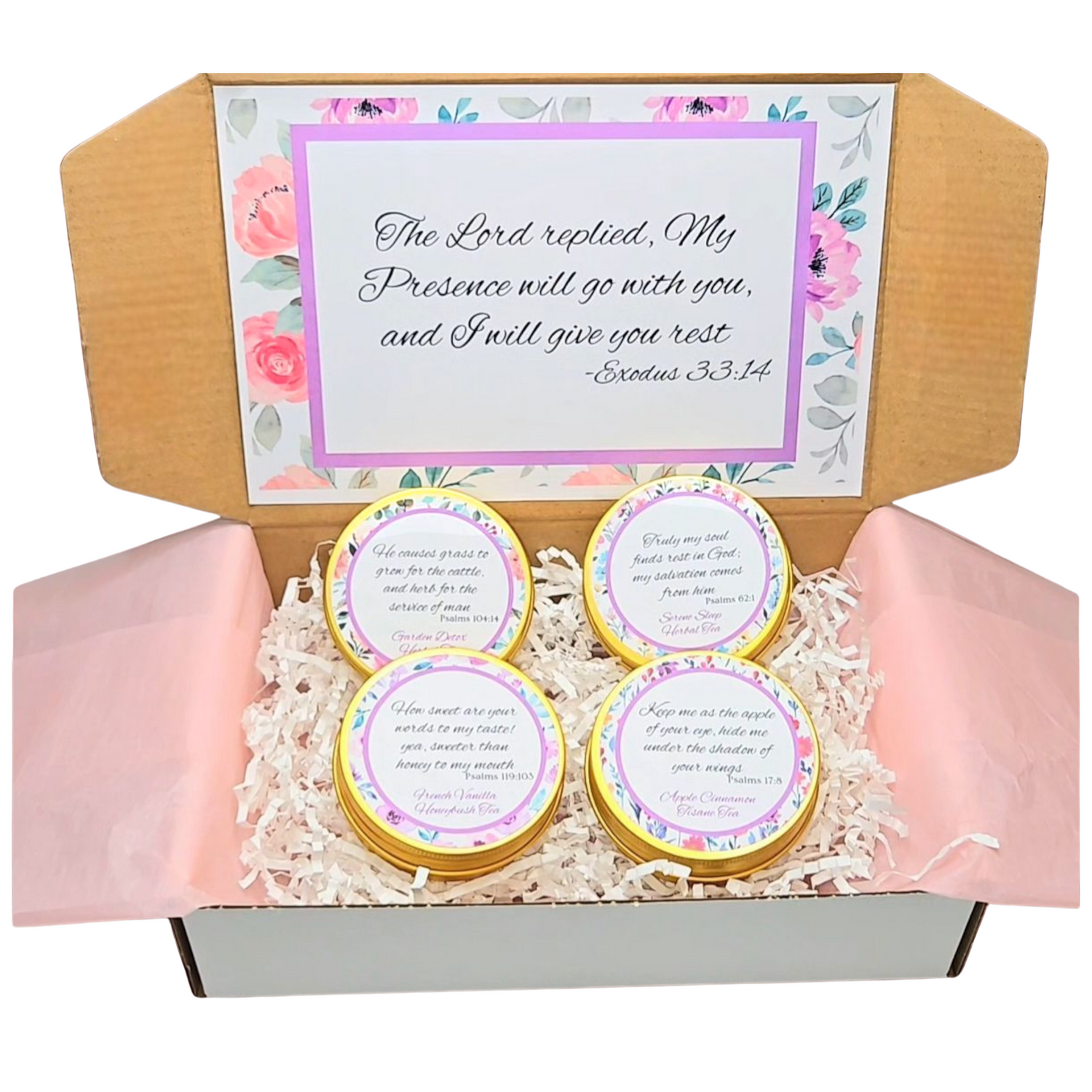 Bible Verse Tea Tin Gift Sets