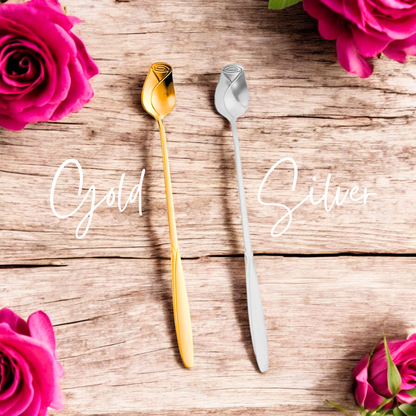 Long Beautiful Rose Bud Teaspoon - 7 in