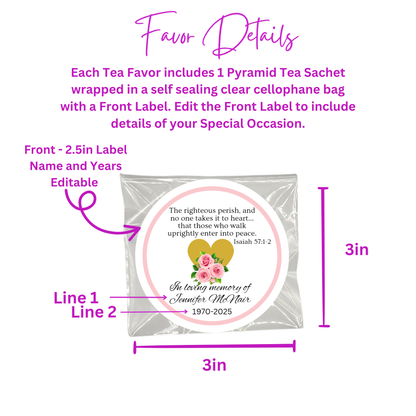 Funeral Favor Tea Bag Favors (Set of 20)