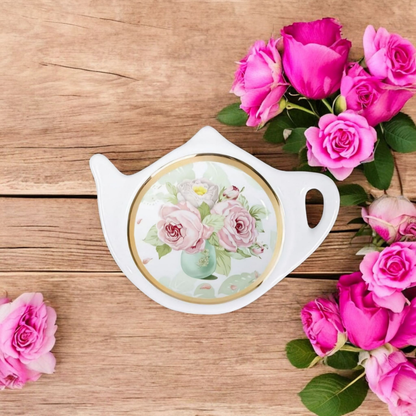 Golden Bloom Floral Tea Bag Coaster