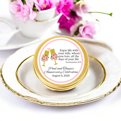 Bible Based Scripture Based Faith Filled Personalized Tea Tin Wedding Favor Set Custom Metal Tin Design Tea Selection  