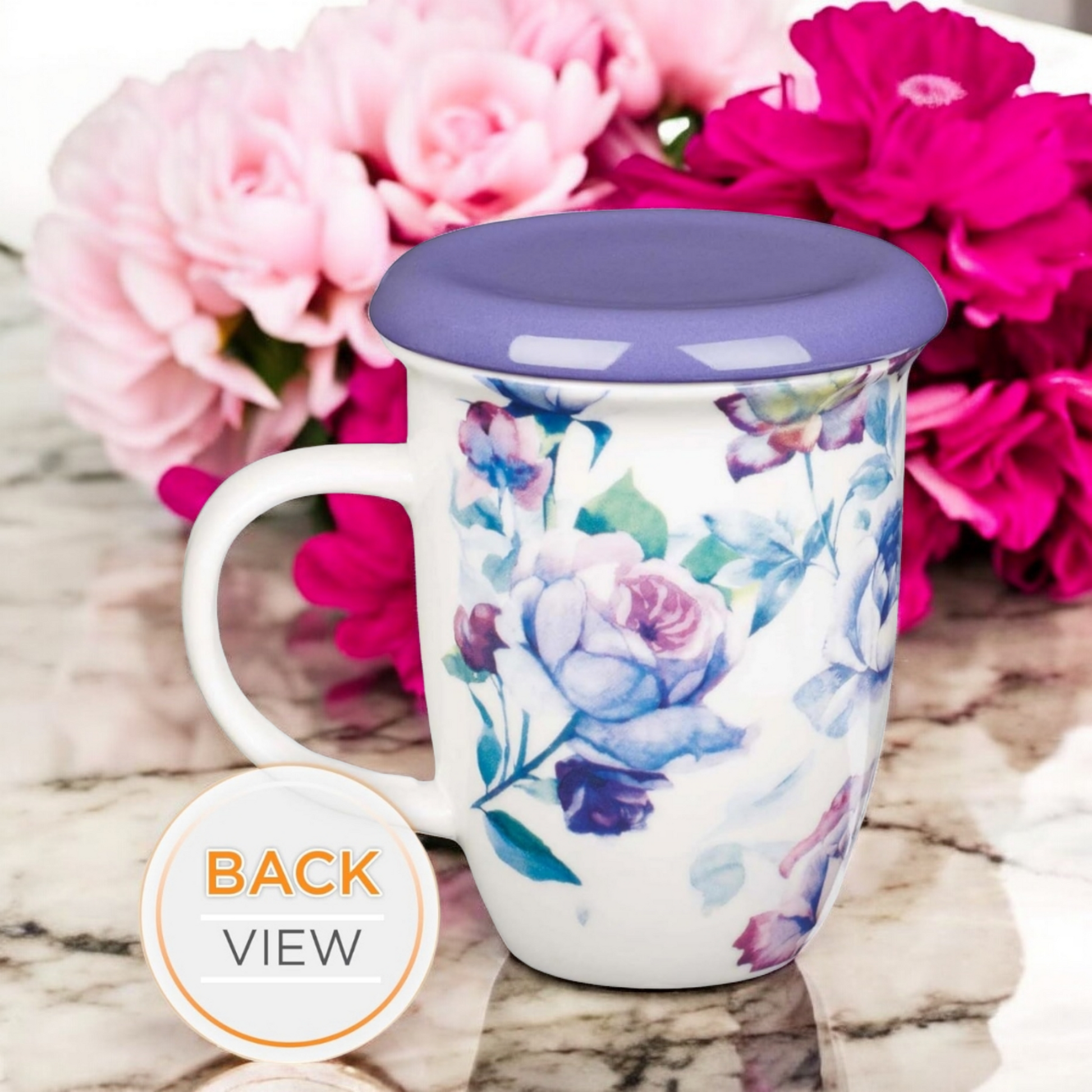 Be Still and Know Mug Back - Purple Floral