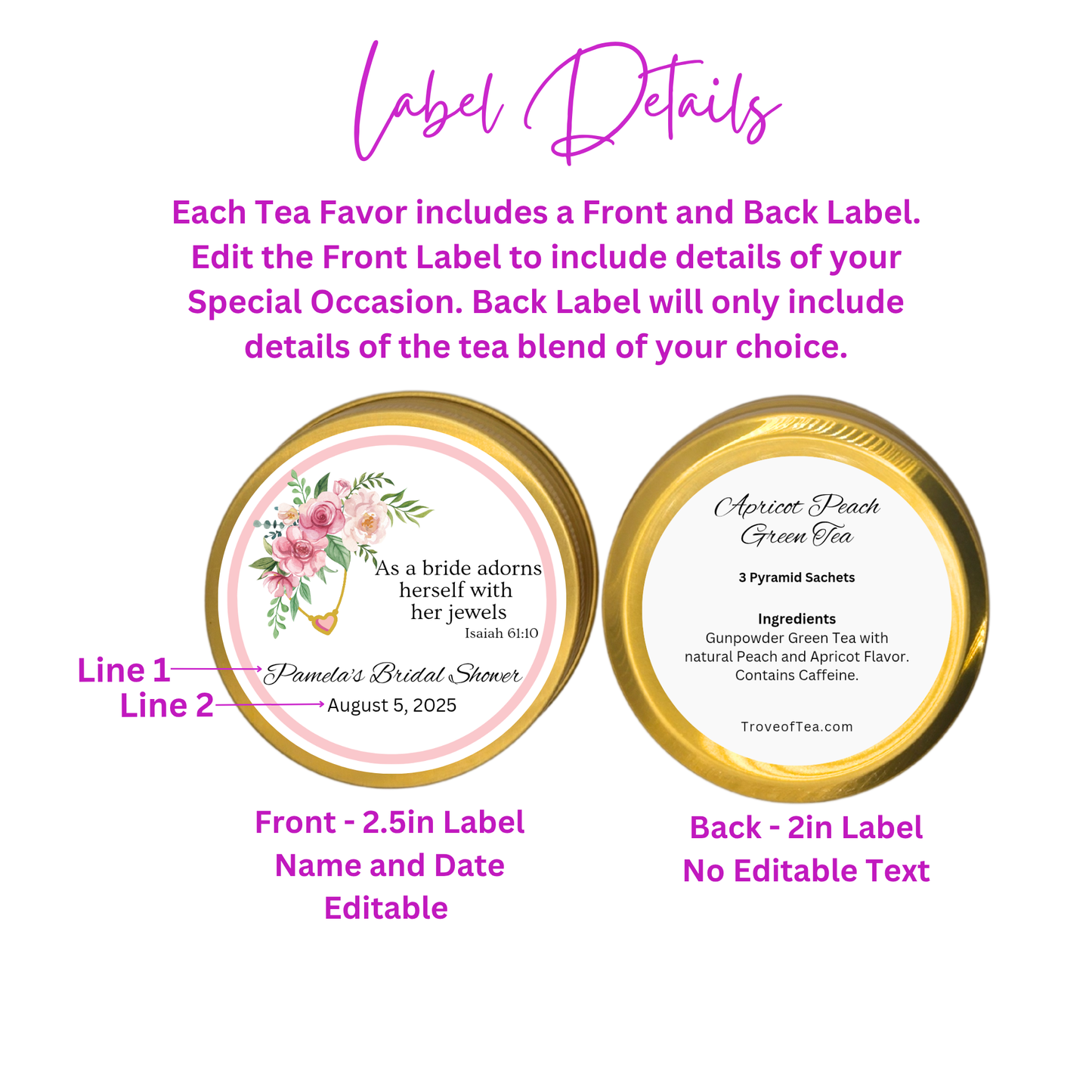 Floral Bridal Shower Tea Party Favor (Set of 10)