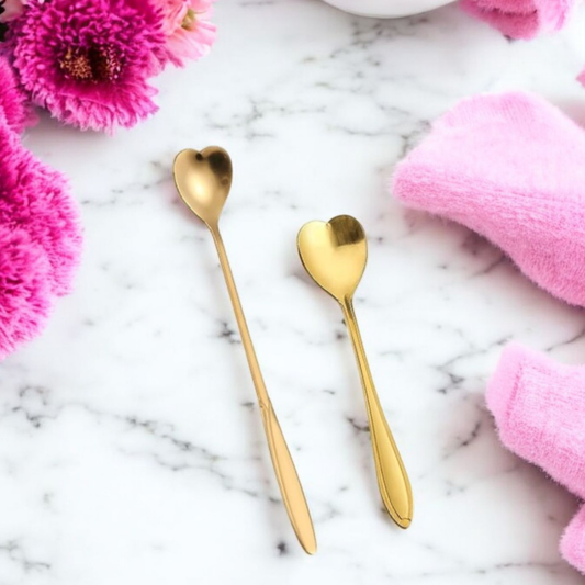 Elegant Gold Heart  Teaspoons - Love