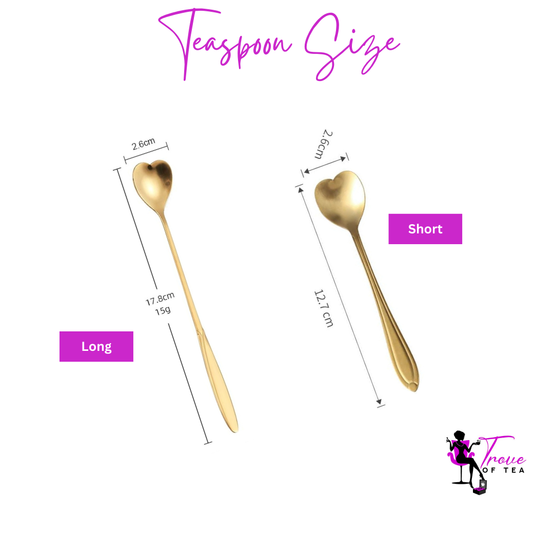 Gold Heart Teaspoons Size