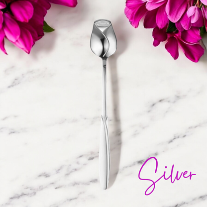 Long Rose Bud Teaspoon Silver