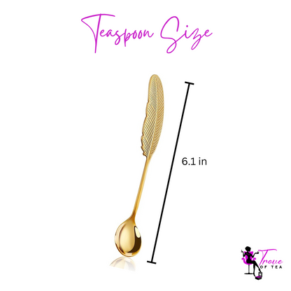 Long Gold Feather Teaspoon Size