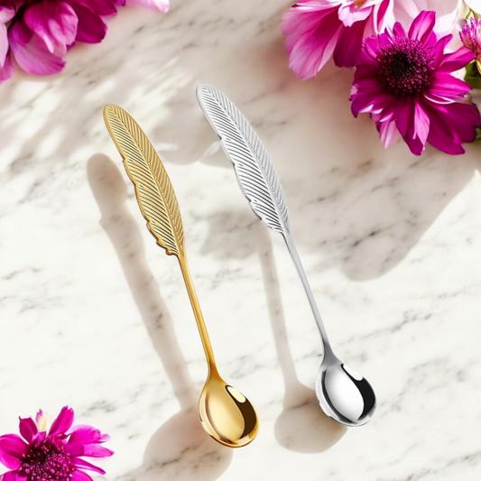Gods Grace Feather Teaspoons Gold or Silver