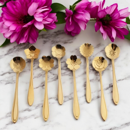 Gold Flower Teaspoons - Teaspoons