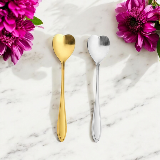 Elegant Gold or Silver Heart  Teaspoons - Love