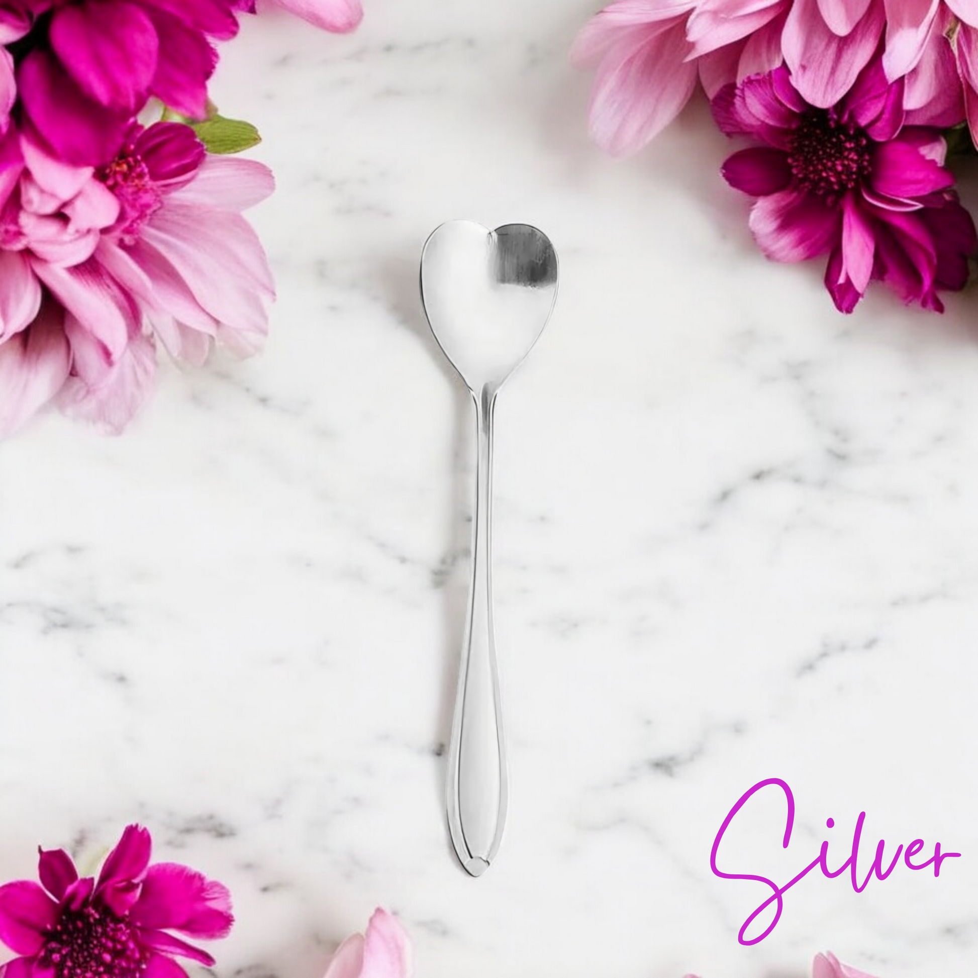 Elegant Silver Heart  Teaspoons - Love