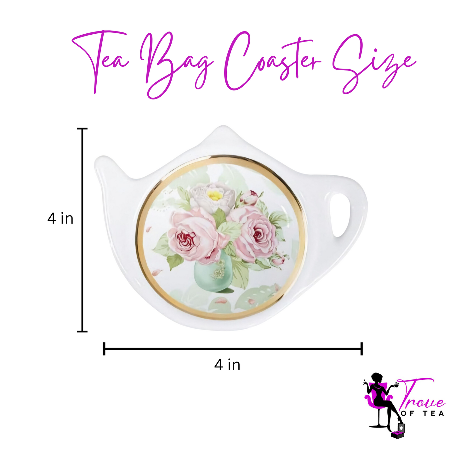 Golden Bloom Floral Bible Verse Tea Bag Coaster