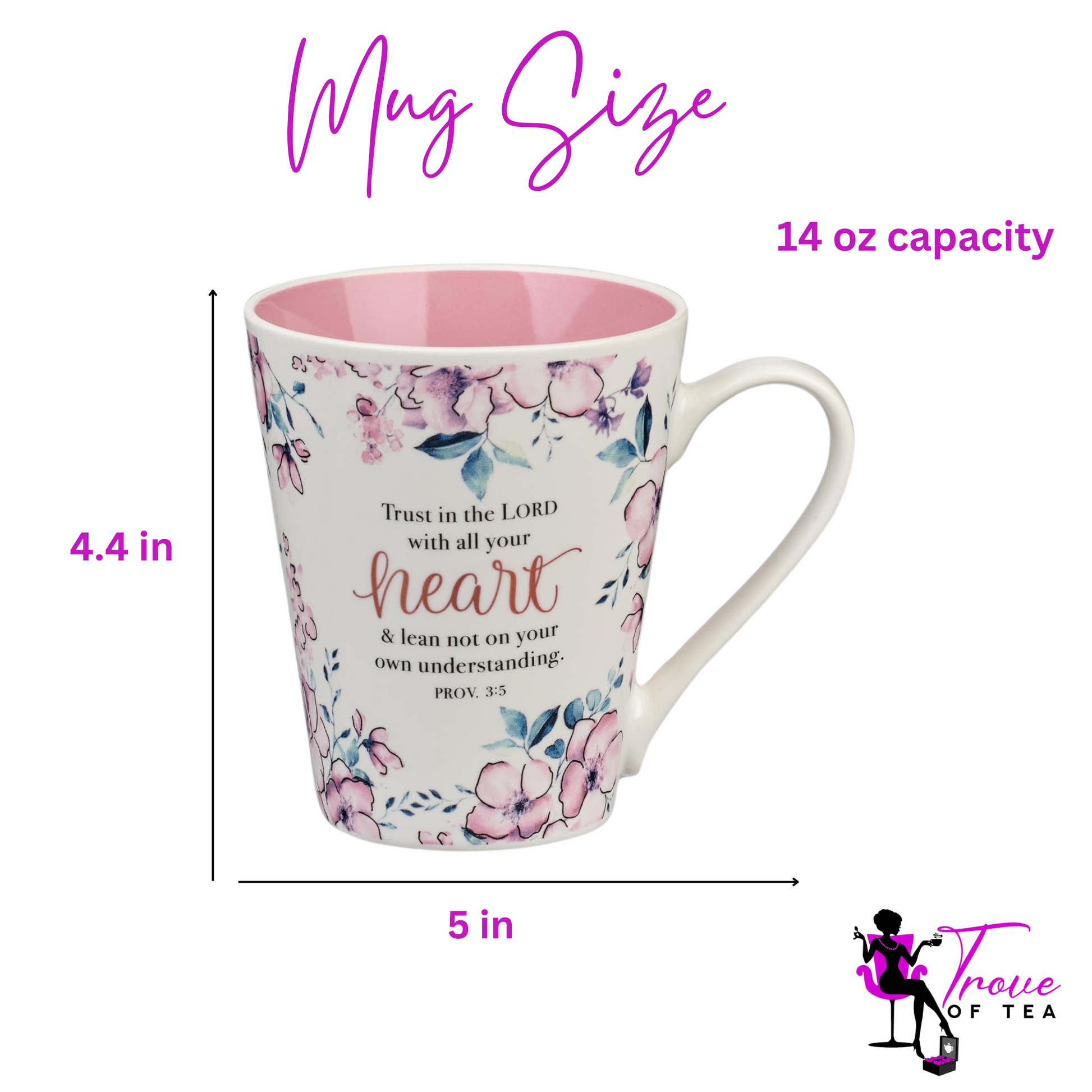 Trusting Heart Mug with Pink Interior Size