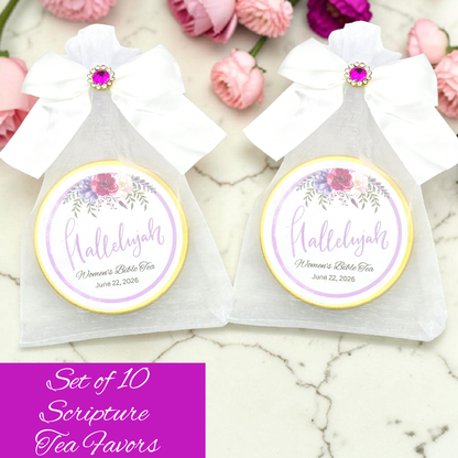 Hallelujah Scripture Tea Favors for Women’s Ministry, Prayer Breakfast (Set of 10)