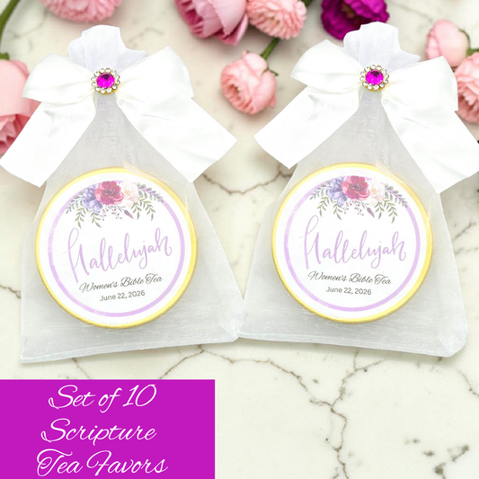 Hallelujah Scripture Tea Favors for Women’s Ministry, Prayer Breakfast (Set of 10)