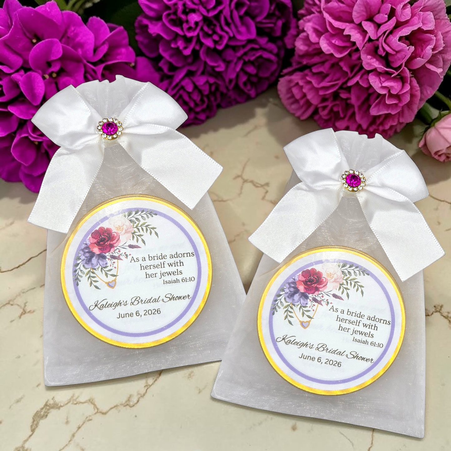 Floral Bridal Tea Party Favors with Meditation Tea (Set of 10)