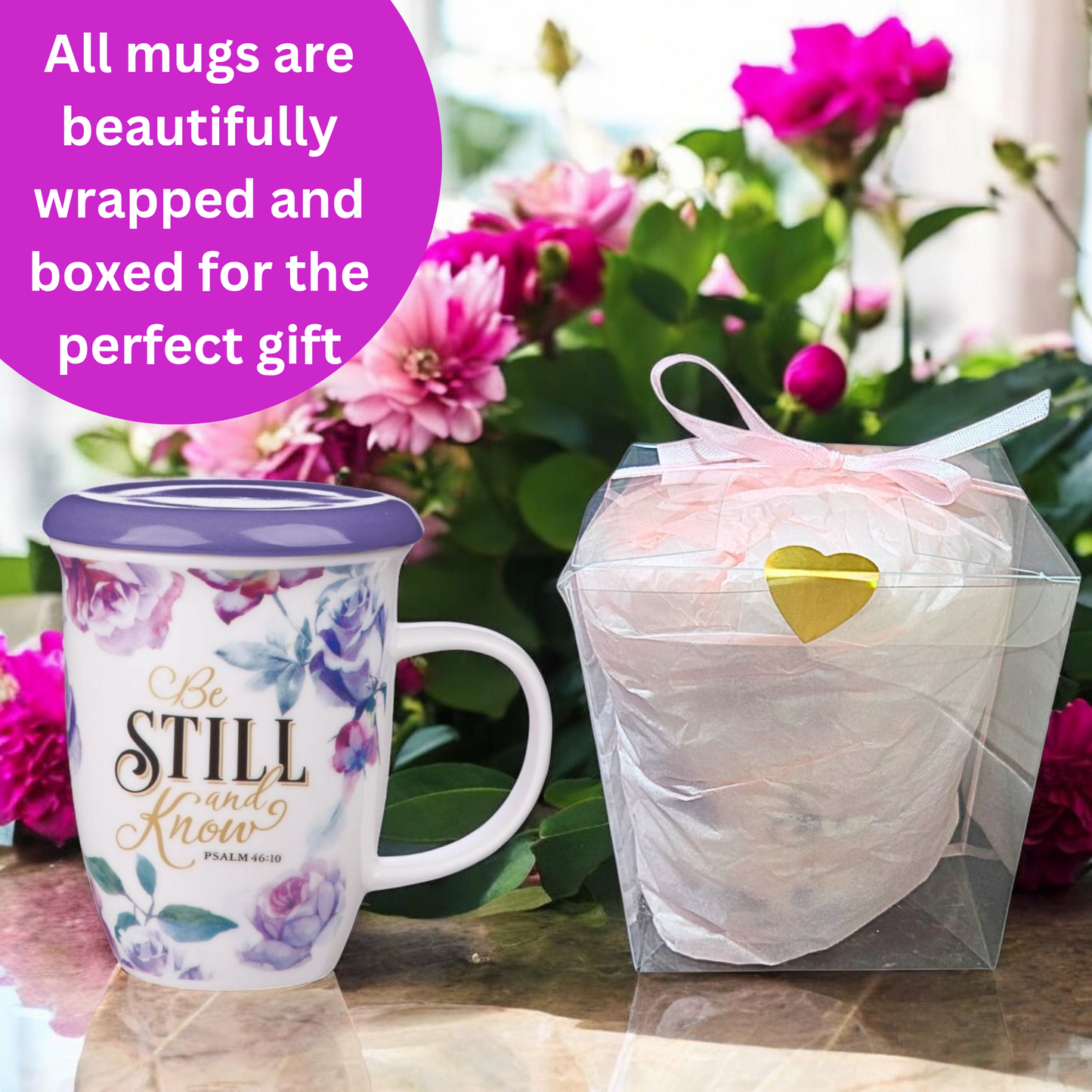 Be Still and Know Bible Verse Mug with Lid – Psalm 46:10 - 13oz