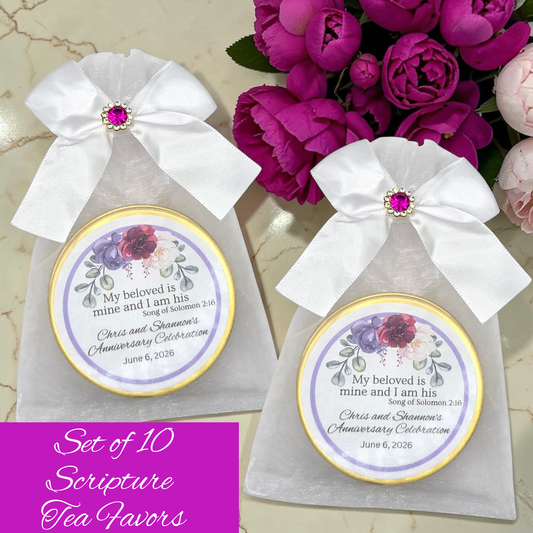 Top Floral Engagement Tea Party Tin Tea Favor (Set of 10)