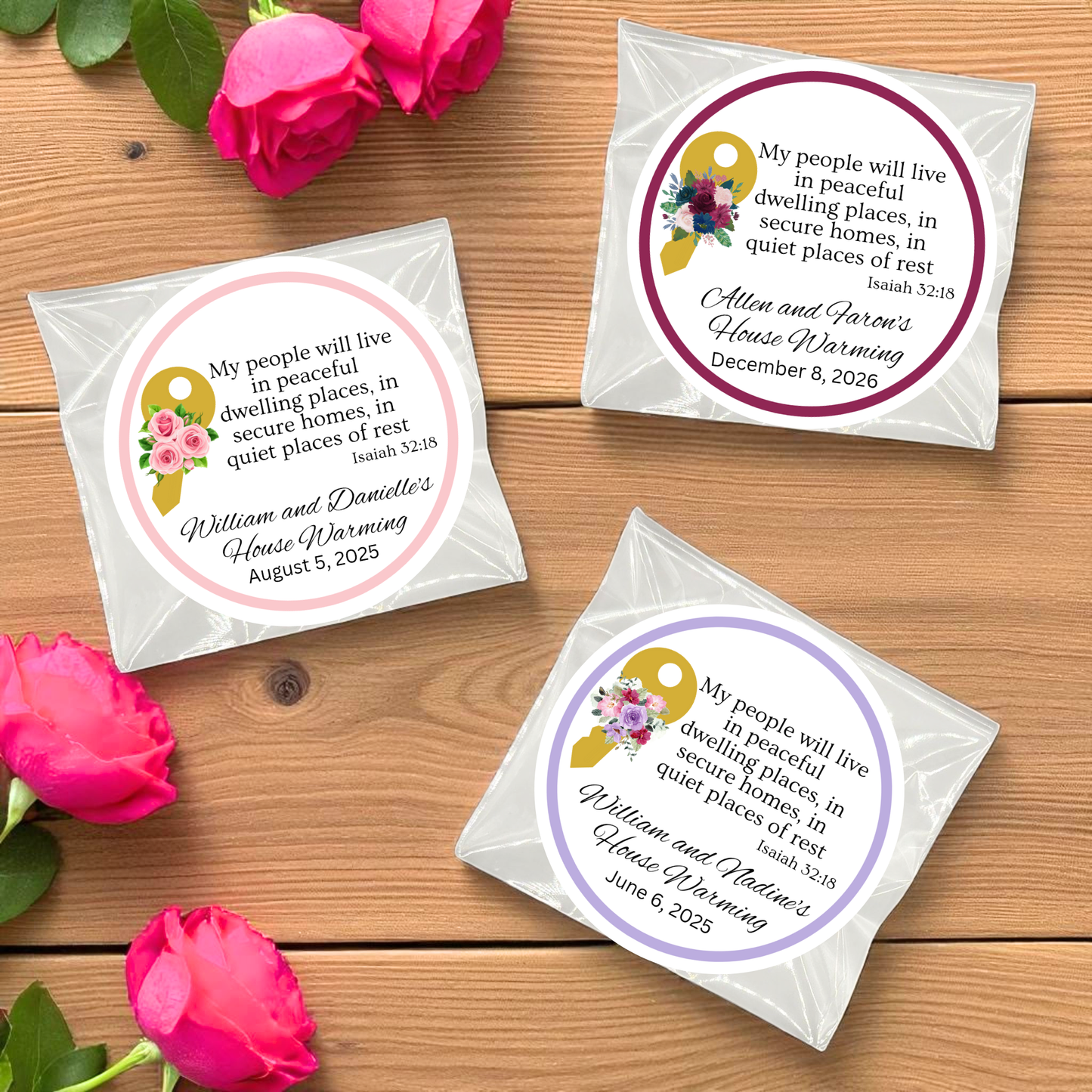 Key Housewarming Bible Scripture Tea Bag Party Favor (Set of 20)