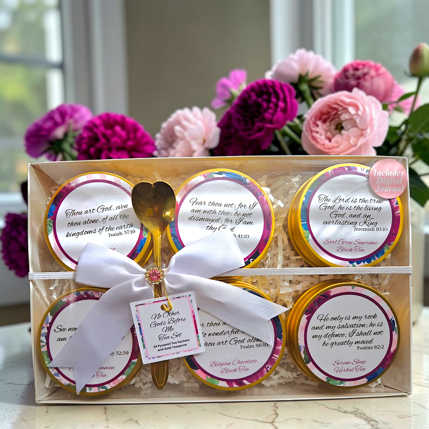 No Other Gods Before Me Bible Verse Tins of Tea Gift Set